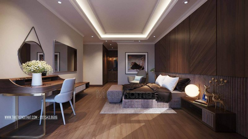 Thiết kế nội thất phòng ngủ master của căn hộ Duplex sang trọng đẳng cấp.