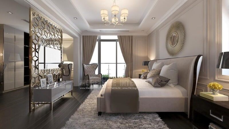 Tạo ra một thiết kế nội thất phòng ngủ Master cho biệt thự để tạo ra một không gian sang trọng và tinh tế với phong cách tân cổ điển.